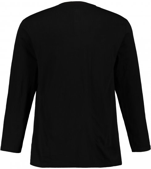 JP1880 Henley T-Shirt Long Sleeve Black TALL - VÊTEMENTS HOMME MT-6XLT - Vêtements Tall Homme