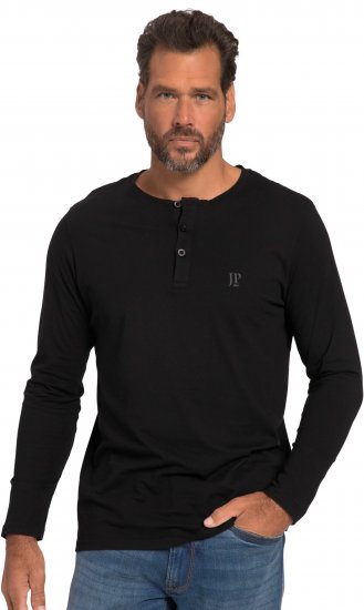 JP1880 Henley T-Shirt Long Sleeve Black TALL - VÊTEMENTS HOMME MT-6XLT - Vêtements Tall Homme