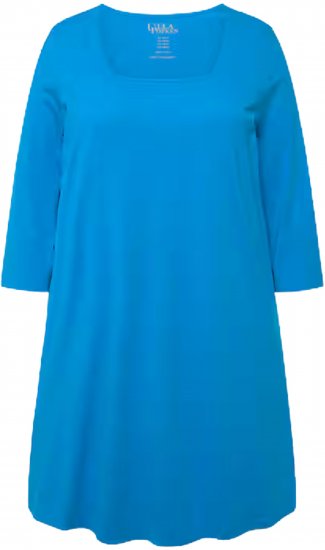 Ulla Popken Square Neckline Knit Swing A-line Pocket Tunic Light Azure - T-shirts - 