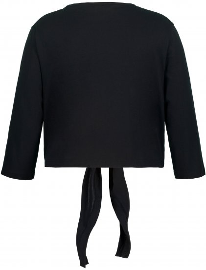 Ulla Popken Versatile Surplice Wrap Tie Hem Bolero Top Black - T-shirts - 
