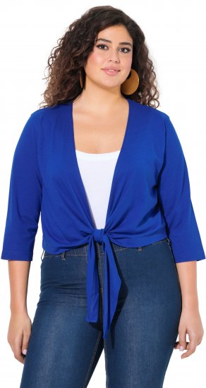Ulla Popken Versatile Surplice Wrap Tie Hem Bolero Top Cobalt Blue - T-shirts - 