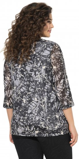 Ulla Popken Mesh Butterfly Wing Layered Tee Black - T-shirts - 