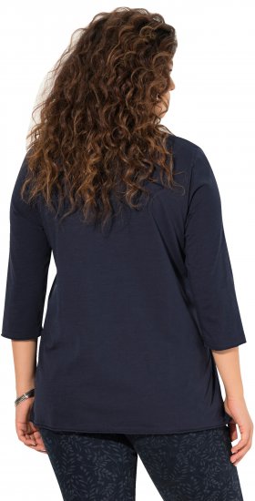 Ulla Popken Peace Love Life 3/4 Sleeve Graphic Tee Navy - T-shirts - 