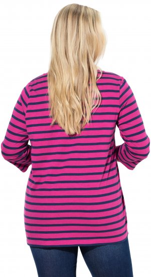 Ulla Popken Striped 3/4 Sleeve A-Line Tee Berry - Ulla Popken - 