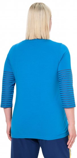 Ulla Popken Paper Boat Print 3/4 Sleeve Tee Pacific Blue - T-shirts imprimés pour femme - 
