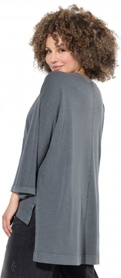 Ulla Popken 87 Applique Oversized Long Sleeve Tee Graphite Grey - T-shirts - 