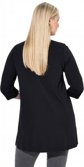 Ulla Popken Ho Ho Ho 3/4 Sleeve Graphic Tunic Tee Black - T-shirts - 