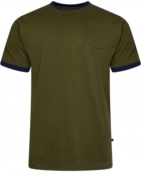 Kam Jeans 5781 Ringer Tee with Shoulder Tape Dark Olive - T-shirts - T-shirts Homme Grande Taille