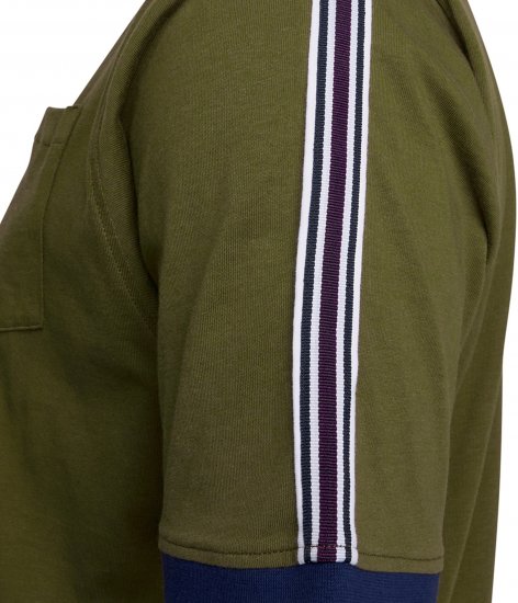 Kam Jeans 5781 Ringer Tee with Shoulder Tape Dark Olive - T-shirts - T-shirts Homme Grande Taille