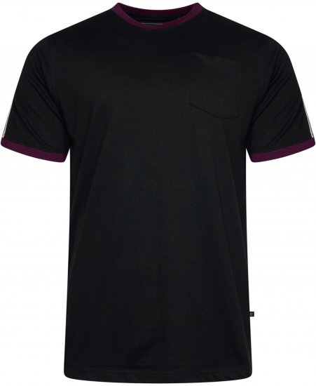 Kam Jeans 5781 Ringer Tee with Shoulder Tape Black - T-shirts - T-shirts Homme Grande Taille