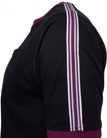 Kam Jeans 5781 Ringer Tee with Shoulder Tape Black - T-shirts - T-shirts Homme Grande Taille