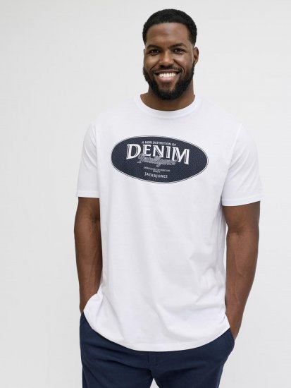 Jack & Jones Dover Denim O-Neck T-Shirt White - T-shirts - T-shirts Homme Grande Taille