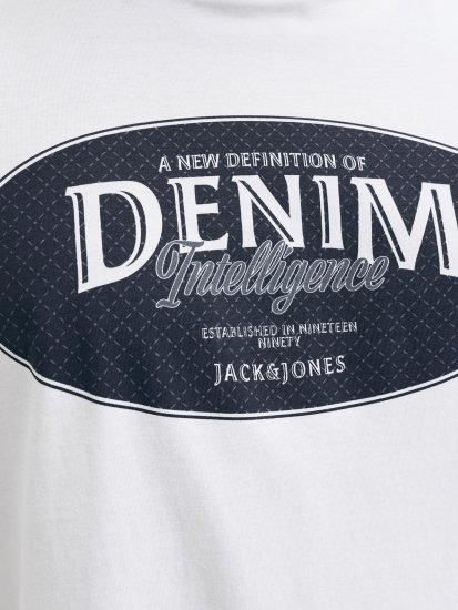 Jack & Jones Dover Denim O-Neck T-Shirt White - T-shirts - T-shirts Homme Grande Taille
