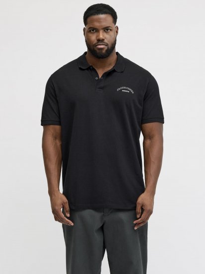 Jack & Jones College Logo Polo Short Sleeve Black - Polos - Polos homme grande taille