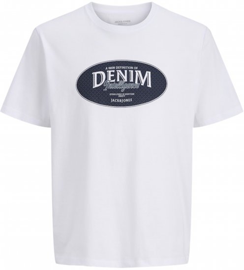 Jack & Jones Dover Denim O-Neck T-Shirt White - T-shirts - T-shirts Homme Grande Taille