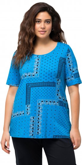 Ulla Popken Paisley A-Line Short Sleeve Tee Sapphire Blue - T-shirts imprimés pour femme - 