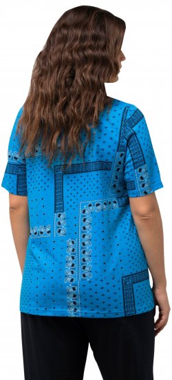 Ulla Popken Paisley A-Line Short Sleeve Tee Sapphire Blue - T-shirts imprimés pour femme - 