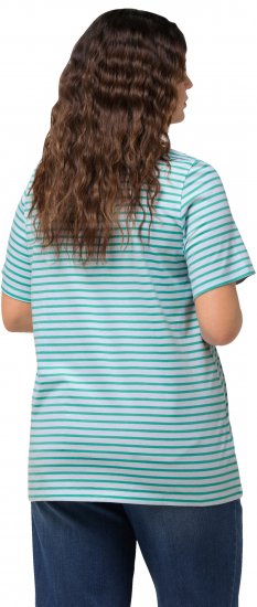 Ulla Popken Palm Tree Embroidered Tee Turquoise Green - T-shirts imprimés pour femme - 