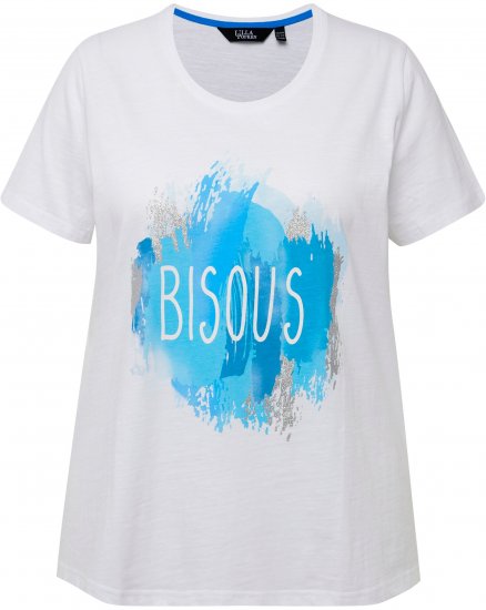 Ulla Popken BISOUS Short Sleeve Graphic Tee Snow White - T-shirts imprimés pour femme - 