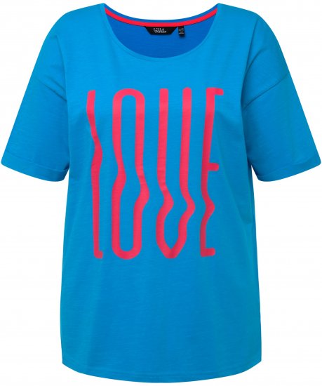 Ulla Popken LOVE Short Sleeve Graphic Tee Sapphire Blue - T-shirts imprimés pour femme - 