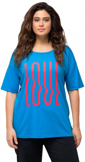 Ulla Popken LOVE Short Sleeve Graphic Tee Sapphire Blue - T-shirts imprimés pour femme - 