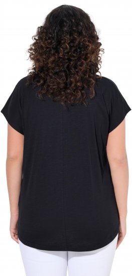 Ulla Popken Metallic Animal Cap Sleeve Graphic Tee Black - T-shirts imprimés pour femme - 