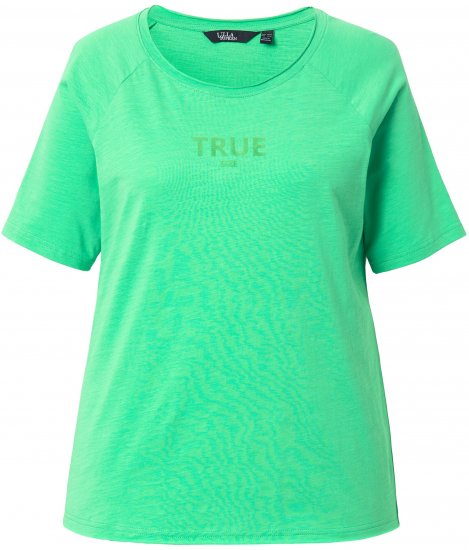 Ulla Popken TRUE Lettering Short Sleeve Tee Mint Green - T-shirts imprimés pour femme - 