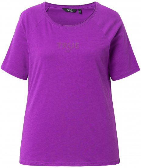 Ulla Popken TRUE Lettering Short Sleeve Tee Purple - T-shirts imprimés pour femme - 