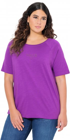 Ulla Popken TRUE Lettering Short Sleeve Tee Purple - T-shirts imprimés pour femme - 