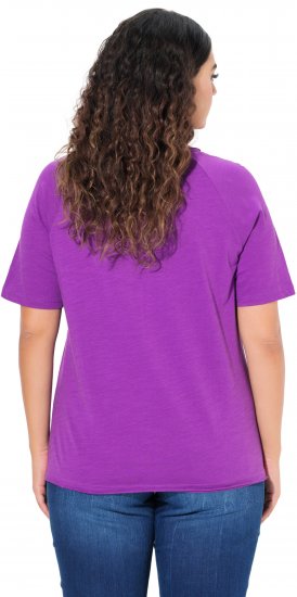 Ulla Popken TRUE Lettering Short Sleeve Tee Purple - T-shirts imprimés pour femme - 