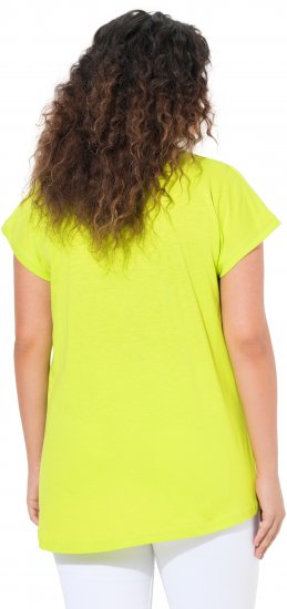 Ulla Popken Half-Sleeve A-line V-Neck Boat Pattern T-Shirt Lime - T-shirts imprimés pour femme - 