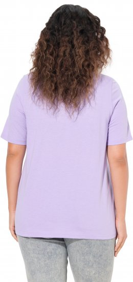 Ulla Popken Metallic Feather Short Sleeve Graphic Tee Lavender - T-shirts imprimés pour femme - 