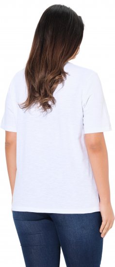 Ulla Popken Flocked Short Sleeve Graphic Tee Snow White - T-shirts imprimés pour femme - 