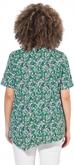 Ulla Popken Floral Pointed Hem Short Sleeve Tee Green - T-shirts imprimés pour femme - 