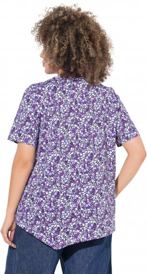 Ulla Popken Floral Pointed Hem Short Sleeve Tee Purple - T-shirts imprimés pour femme - 