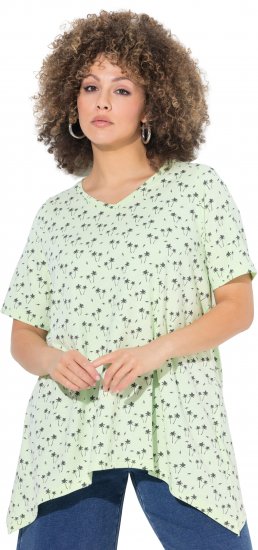 Ulla Popken Palm Tree Print Pointed Hem Tee Lett Lime - T-shirts imprimés pour femme - 