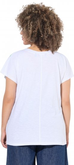 Ulla Popken Cross Stitch Short Sleeve Tee Snow White - T-shirts imprimés pour femme - 