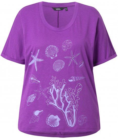 Ulla Popken Marine Print Short Sleeve Tee Purple - T-shirts imprimés pour femme - 