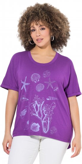 Ulla Popken Marine Print Short Sleeve Tee Purple - T-shirts imprimés pour femme - 