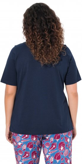 Ulla Popken Shell Picker Club Short Sleeve Graphic Tee Navy - T-shirts imprimés pour femme - 
