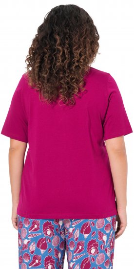 Ulla Popken Shell Picker Club Short Sleeve Graphic Tee Magnolia Red - T-shirts imprimés pour femme - 