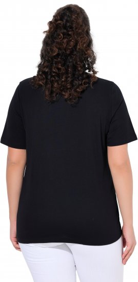 Ulla Popken Flamingo Short Sleeve Graphic Tee Black - T-shirts imprimés pour femme - 