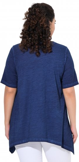 Ulla Popken Sunset Lettering Short Sleeve Graphic Tee Ink Blue - T-shirts imprimés pour femme - 