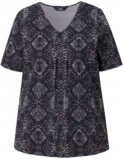 Ulla Popken Snake Print V-Neck Tee Graphite Grey - T-shirts imprimés pour femme - 