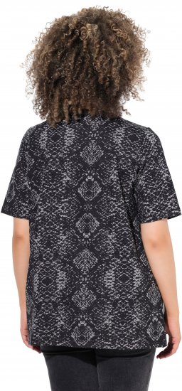 Ulla Popken Snake Print V-Neck Tee Graphite Grey - T-shirts imprimés pour femme - 