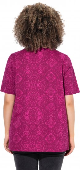 Ulla Popken Snake Print V-Neck Tee Magnolia Red - T-shirts imprimés pour femme - 