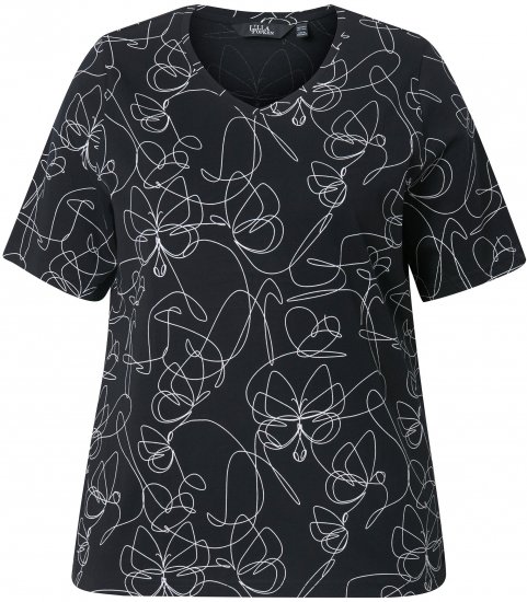 Ulla Popken Abstract Animal Print Short Sleeve Tee Black - T-shirts imprimés pour femme - 