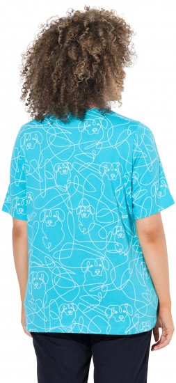Ulla Popken Abstract Animal Print Short Sleeve Tee Deep Aqua - T-shirts imprimés pour femme - 