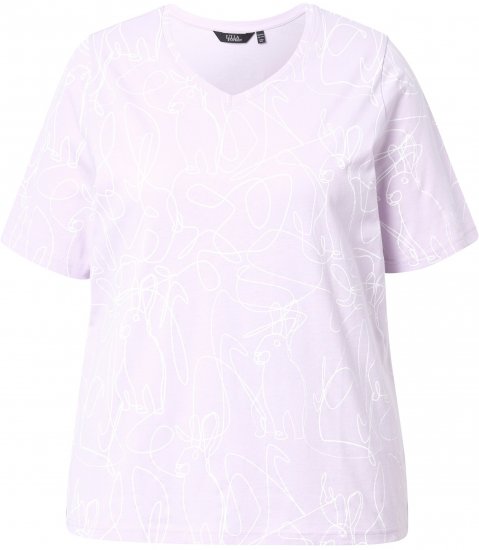 Ulla Popken Abstract Animal Print Short Sleeve Tee Lavender - T-shirts imprimés pour femme - 