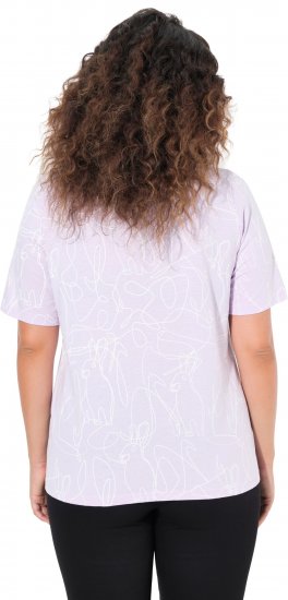 Ulla Popken Abstract Animal Print Short Sleeve Tee Lavender - T-shirts imprimés pour femme - 